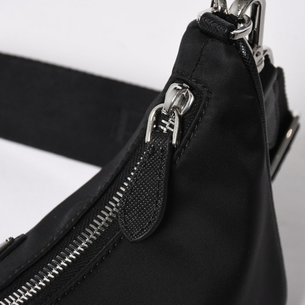 Very Good Condition PRADA Hobo One Shoulder Bag 1BH204 Triangle Logo Triangle Logo Plate Nylon Black Used 4a008862
