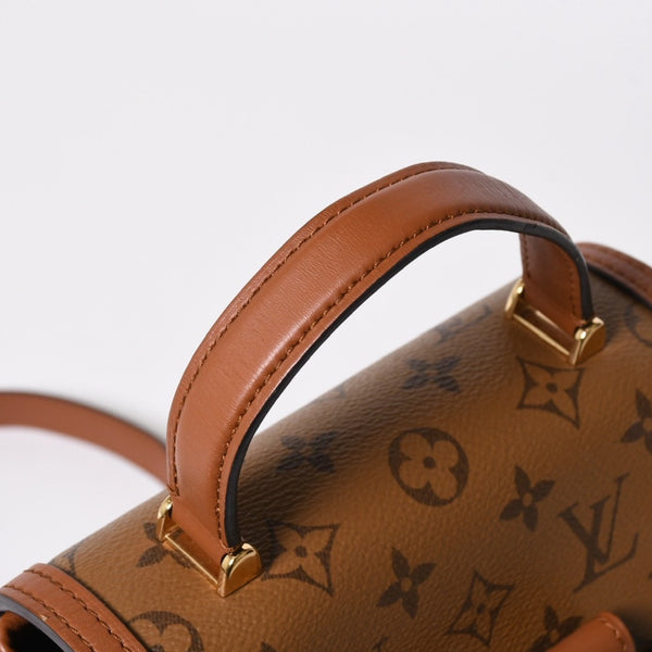 極美品 LOUIS VUITTON ルイヴィトン ドーフィーヌ バックパック リュック M45142 モノグラムリバース ブラウン ベージュ ゴールド金具 中古 4a008637