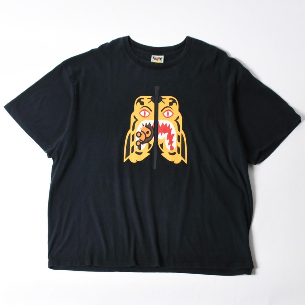 A BATHING APE アベイシングエイプ BAPE ベイプ 半袖 Tシャツ BAPE タイガー サイズ 3XL ブラック オレンジ レッド 美品 中古 4a007404