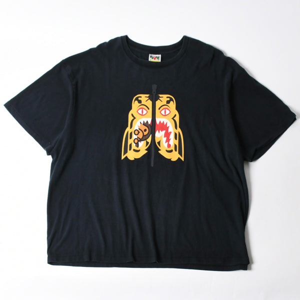 A BATHING APE アベイシングエイプ BAPE ベイプ 半袖 Tシャツ BAPE タイガー サイズ 3XL ブラック オレンジ レッド 美品 中古 4a007404