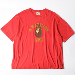 A BATHING APE アベイシングエイプ BAPE ベイプ 半袖 Tシャツ BAPE 王冠 サイズ 3XL レッド 美品 中古 4a007406