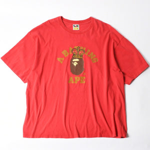 A BATHING APE アベイシングエイプ BAPE ベイプ 半袖 Tシャツ BAPE 王冠 サイズ 3XL レッド 美品 中古 4a007406