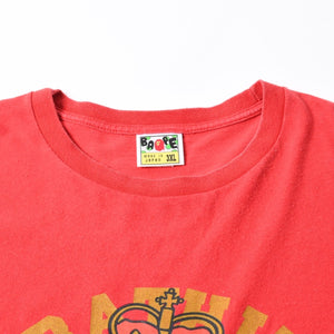 A BATHING APE アベイシングエイプ BAPE ベイプ 半袖 Tシャツ BAPE 王冠 サイズ 3XL レッド 美品 中古 4a007406