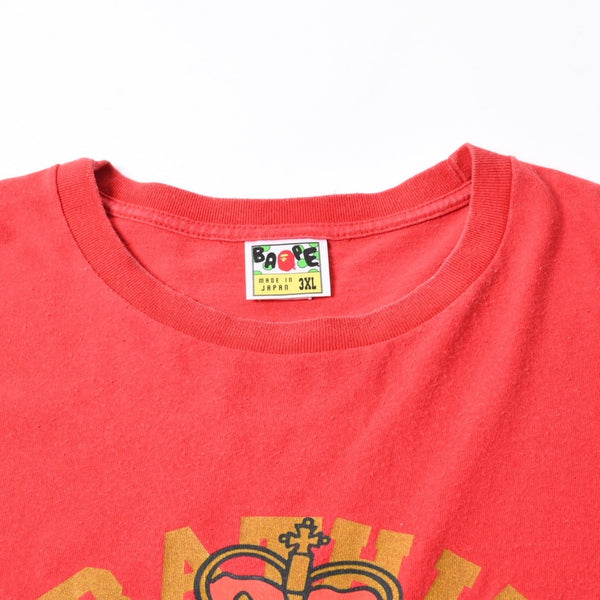 A BATHING APE アベイシングエイプ BAPE ベイプ 半袖 Tシャツ BAPE 王冠 サイズ 3XL レッド 美品 中古 4a007406