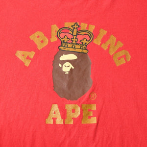 A BATHING APE アベイシングエイプ BAPE ベイプ 半袖 Tシャツ BAPE 王冠 サイズ 3XL レッド 美品 中古 4a007406