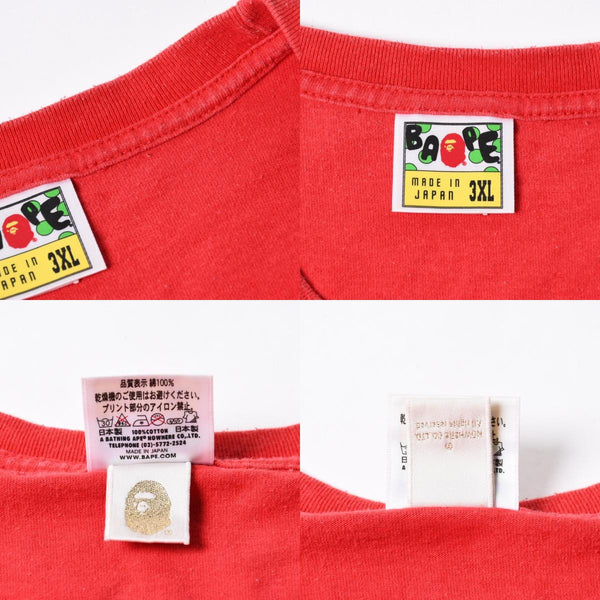 A BATHING APE アベイシングエイプ BAPE ベイプ 半袖 Tシャツ BAPE 王冠 サイズ 3XL レッド 美品 中古 4a007406