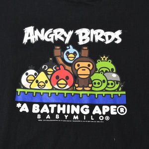 A BATHING APE アベイシングエイプ アングリーバード 半袖Tシャツ コットン ブラック マルチカラー サイズ3XL 美品 中古 4a007398