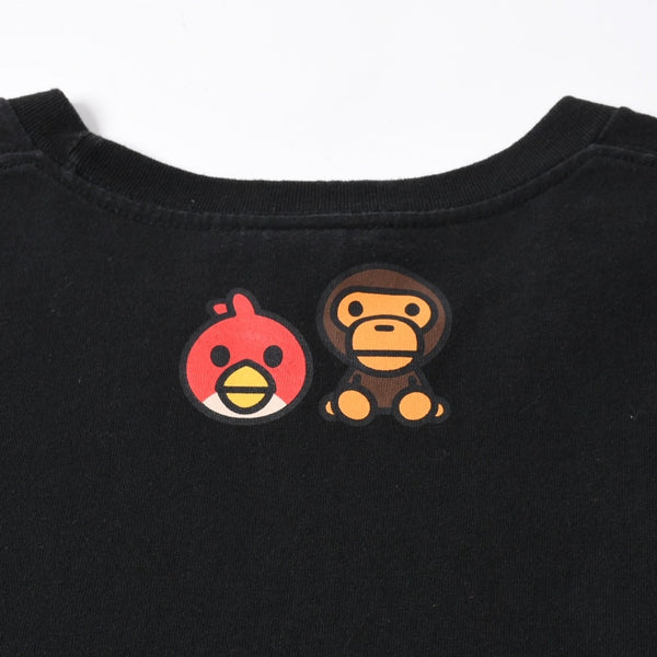A BATHING APE アベイシングエイプ アングリーバード 半袖Tシャツ コットン ブラック マルチカラー サイズ3XL 美品 中古 4a007398