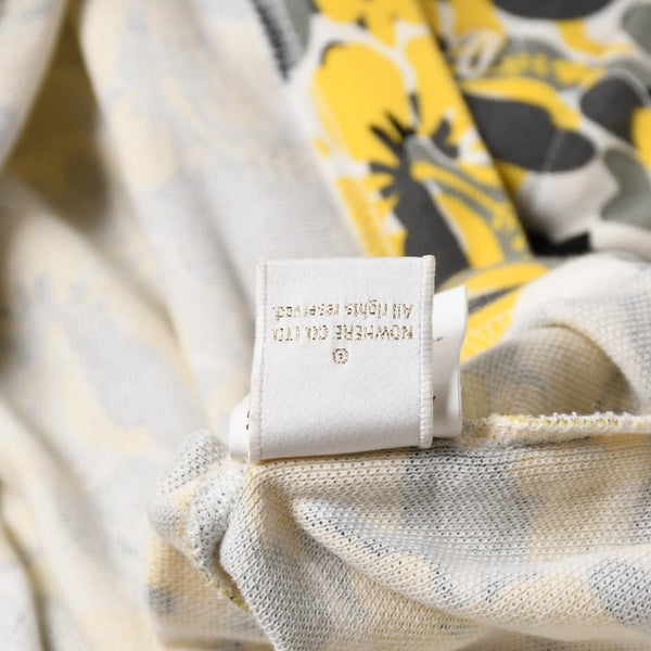 極美品 A BATHING APE アベイシングエイプ ハイビスカス 総柄 半袖 ポロシャツ コットン イエロー ブラック ホワイト サイズXL 中古 4a007405