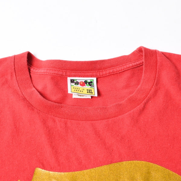 A BATHING APE アベイシングエイプ BAPE ベイプ 半袖 Tシャツ エイプヘッド サイズ3XL レッド 美品 中古 4a007407