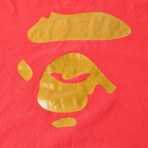 A BATHING APE アベイシングエイプ BAPE ベイプ 半袖 Tシャツ エイプヘッド サイズ3XL レッド 美品 中古 4a007407