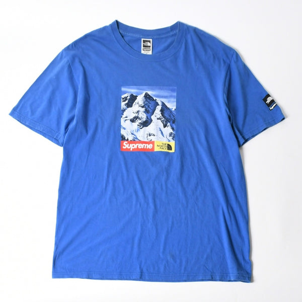 SUPREME シュプリーム THE NORTH FACE ザノースフェイス 半袖Tシャツ コットン ブルー サイズL 美品 中古 4a007303