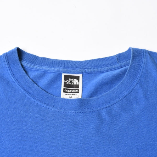 SUPREME シュプリーム THE NORTH FACE ザノースフェイス 半袖Tシャツ コットン ブルー サイズL 美品 中古 4a007303