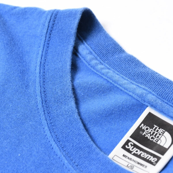 SUPREME シュプリーム THE NORTH FACE ザノースフェイス 半袖Tシャツ コットン ブルー サイズL 美品 中古 4a007303