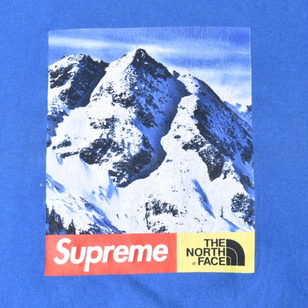 SUPREME シュプリーム THE NORTH FACE ザノースフェイス 半袖Tシャツ コットン ブルー サイズL 美品 中古 4a007303