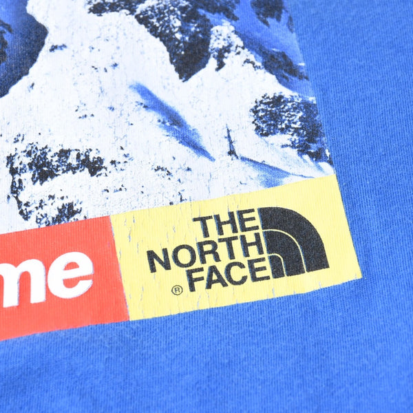SUPREME シュプリーム THE NORTH FACE ザノースフェイス 半袖Tシャツ コットン ブルー サイズL 美品 中古 4a007303