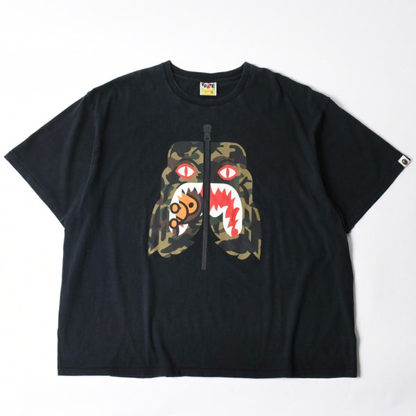 A BATHING APE アベイシングエイプ BAPE ベイプ 半袖 Tシャツ タイガー シャーク サイズ3XL ブラック 美品 中古 4a007421