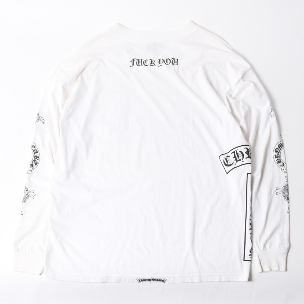 CHROME HEARTS クロムハーツ オールド 長袖Tシャツ サイズXXL FUCK YOU ホースシュー オールドクロス ホワイト 美品 中古 4a007409