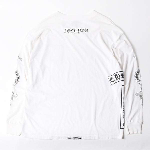 CHROME HEARTS クロムハーツ オールド 長袖Tシャツ サイズXXL FUCK YOU ホースシュー オールドクロス ホワイト 美品 中古 4a007409