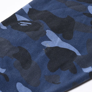 A BATHING APE アベイシングエイプ BAPE カモ 総柄フルジップパーカー ラインストーン コットン ブルー サイズXXL 美品 中古 4a007378