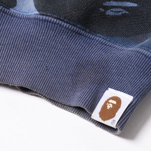 A BATHING APE アベイシングエイプ BAPE カモ 総柄フルジップパーカー ラインストーン コットン ブルー サイズXXL 美品 中古 4a007378