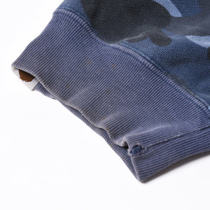 A BATHING APE アベイシングエイプ BAPE カモ 総柄フルジップパーカー ラインストーン コットン ブルー サイズXXL 美品 中古 4a007378