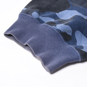 A BATHING APE アベイシングエイプ BAPE カモ 総柄フルジップパーカー ラインストーン コットン ブルー サイズXXL 美品 中古 4a007378