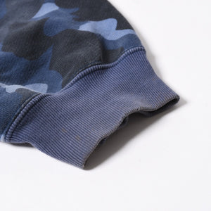 A BATHING APE アベイシングエイプ BAPE カモ 総柄フルジップパーカー ラインストーン コットン ブルー サイズXXL 美品 中古 4a007378