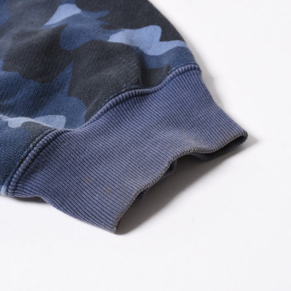 A BATHING APE アベイシングエイプ BAPE カモ 総柄フルジップパーカー ラインストーン コットン ブルー サイズXXL 美品 中古 4a007378