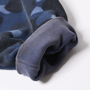 A BATHING APE アベイシングエイプ BAPE カモ 総柄フルジップパーカー ラインストーン コットン ブルー サイズXXL 美品 中古 4a007378
