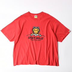 A BATHING APE アベイシングエイプ 半袖Tシャツ bape ベイプ MILO ミロ サイズ3XL レッド 美品 中古 4a007416