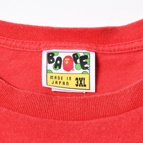 A BATHING APE アベイシングエイプ 半袖Tシャツ bape ベイプ MILO ミロ サイズ3XL レッド 美品 中古 4a007416
