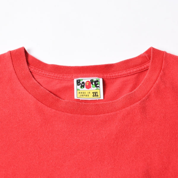 A BATHING APE アベイシングエイプ 半袖Tシャツ bape ベイプ MILO ミロ サイズ3XL レッド 美品 中古 4a007416