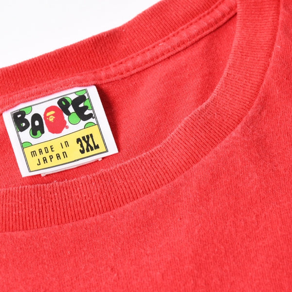 A BATHING APE アベイシングエイプ 半袖Tシャツ bape ベイプ MILO ミロ サイズ3XL レッド 美品 中古 4a007416
