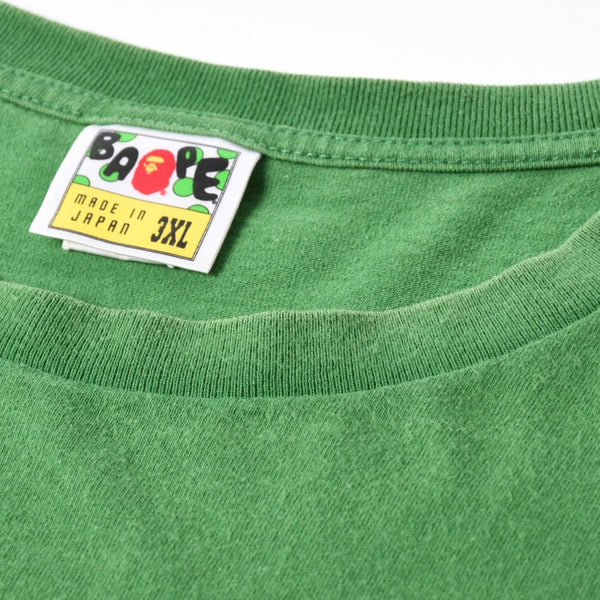 A BATHING APE アベイシングエイプ ロゴグラフィット 半袖Tシャツ 日本製 コットン グリーン マルチカラー サイズ3XL 美品 中古 4a007401