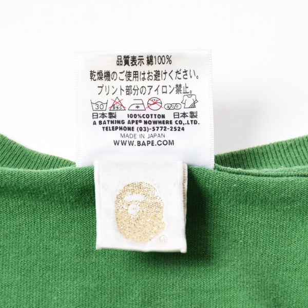 A BATHING APE アベイシングエイプ ロゴグラフィット 半袖Tシャツ 日本製 コットン グリーン マルチカラー サイズ3XL 美品 中古 4a007401