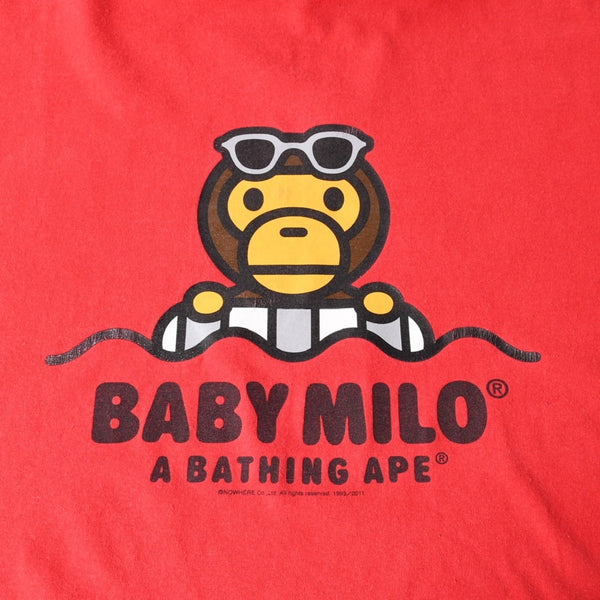 A BATHING APE アベイシングエイプ 半袖Tシャツ bape ベイプ MILO ミロ サイズ3XL レッド 美品 中古 4a007416