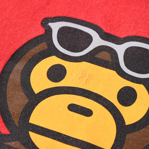 A BATHING APE アベイシングエイプ 半袖Tシャツ bape ベイプ MILO ミロ サイズ3XL レッド 美品 中古 4a007416