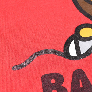 A BATHING APE アベイシングエイプ 半袖Tシャツ bape ベイプ MILO ミロ サイズ3XL レッド 美品 中古 4a007416
