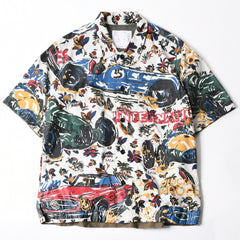 極美品 sacai サカイ 25SS CAR RACE TROPICAL PRINT SHIRT カーレース トロピカル プリント 半袖シャツ 25-03651M サイズ2 総柄 中古 4a007446