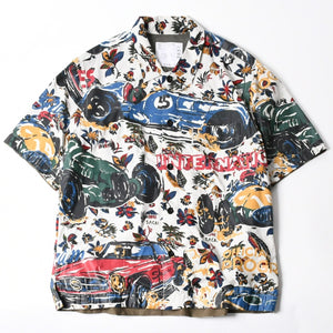 極美品 sacai サカイ 25SS CAR RACE TROPICAL PRINT SHIRT カーレース トロピカル プリント 半袖シャツ 25-03651M サイズ2 総柄 中古 4a007446