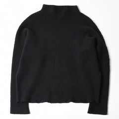 極美品 CHROME HEARTS クロムハーツ ハラコクロスパッチ ハイネック ニットセーター ブラック シルバー金具 サイズS 中古 4a007233