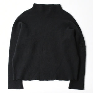 極美品 CHROME HEARTS クロムハーツ ハラコクロスパッチ ハイネック ニットセーター ブラック シルバー金具 サイズS 中古 4a007233
