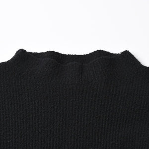 極美品 CHROME HEARTS クロムハーツ ハラコクロスパッチ ハイネック ニットセーター ブラック シルバー金具 サイズS 中古 4a007233