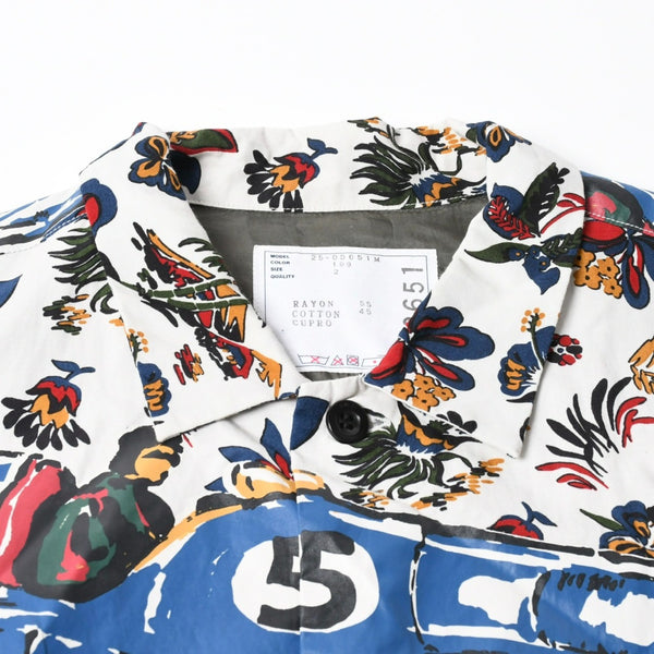 極美品 sacai サカイ 25SS CAR RACE TROPICAL PRINT SHIRT カーレース トロピカル プリント 半袖シャツ 25-03651M サイズ2 総柄 中古 4a007446