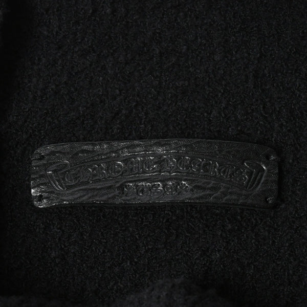 極美品 CHROME HEARTS クロムハーツ ハラコクロスパッチ ハイネック ニットセーター ブラック シルバー金具 サイズS 中古 4a007233
