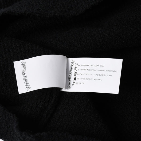 極美品 CHROME HEARTS クロムハーツ ハラコクロスパッチ ハイネック ニットセーター ブラック シルバー金具 サイズS 中古 4a007233