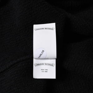 極美品 CHROME HEARTS クロムハーツ ハラコクロスパッチ ハイネック ニットセーター ブラック シルバー金具 サイズS 中古 4a007233