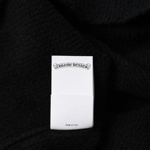 極美品 CHROME HEARTS クロムハーツ ハラコクロスパッチ ハイネック ニットセーター ブラック シルバー金具 サイズS 中古 4a007233