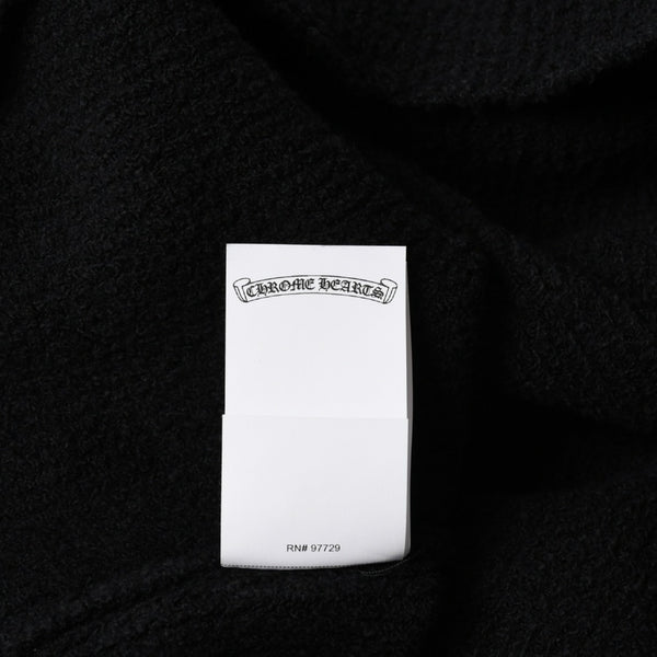極美品 CHROME HEARTS クロムハーツ ハラコクロスパッチ ハイネック ニットセーター ブラック シルバー金具 サイズS 中古 4a007233